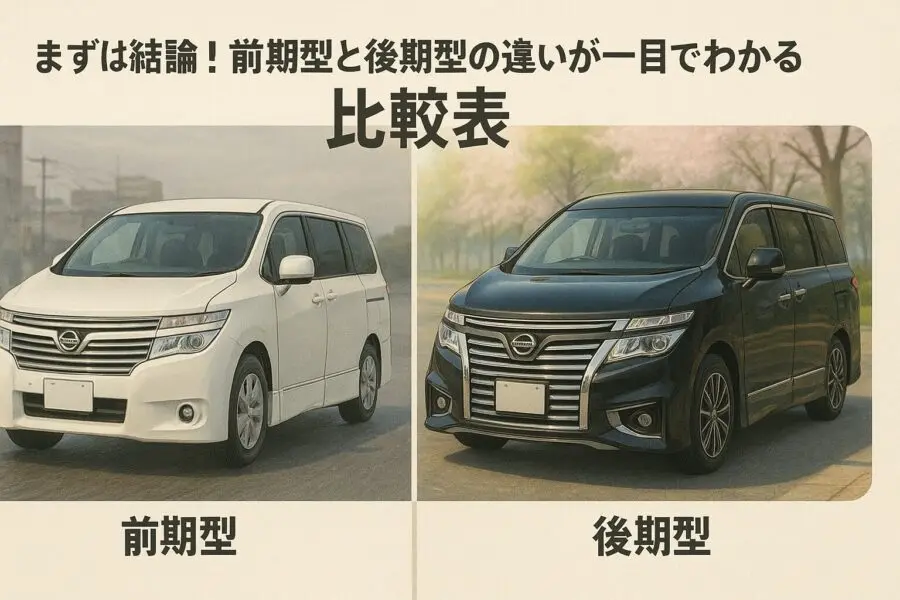 まずは結論！前期型と後期型の違いが一目でわかる比較表