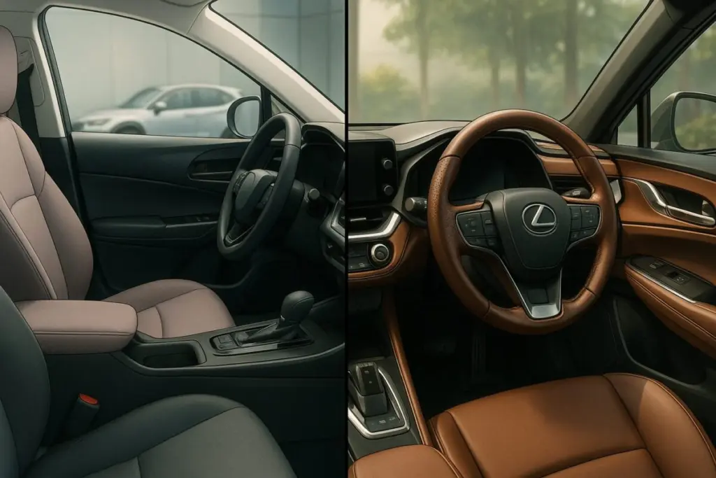 内外装の世界観の違い（シンプル vs 上質）