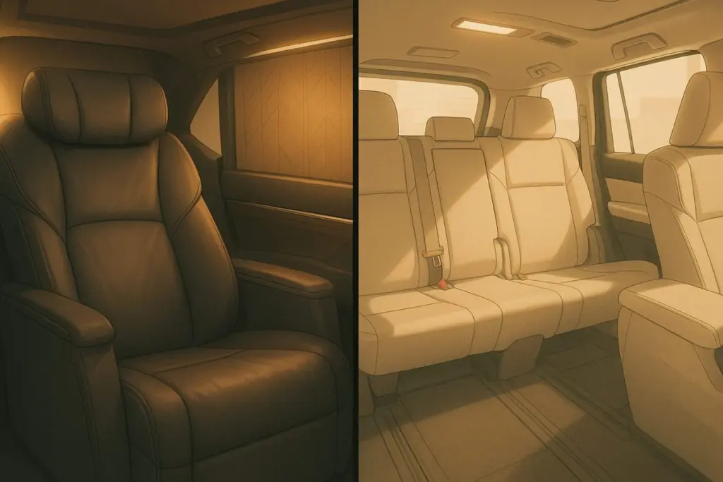 内装と素材の違い|アルファードの上位を超える「移動する応接室」