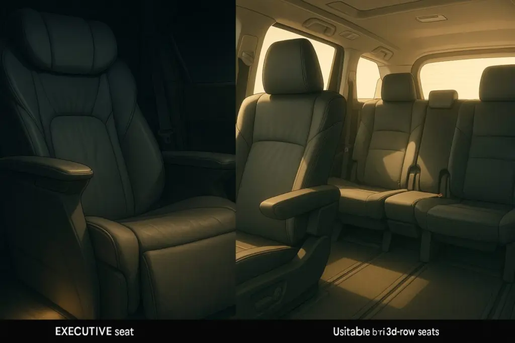 シートと後席空間の違い|LMのファーストクラス級とアルファードの快適7人乗り