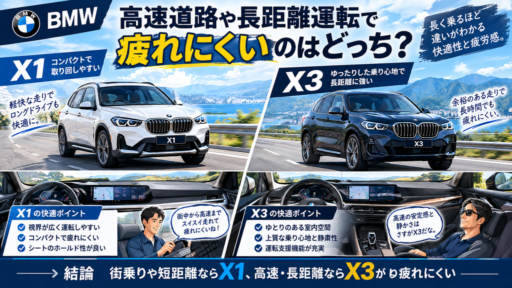 高速道路や長距離運転で疲れにくいのはどっち?
