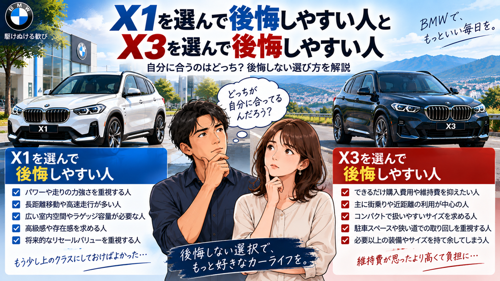 X1を選んで後悔しやすい人とX3を選んで後悔しやすい人
