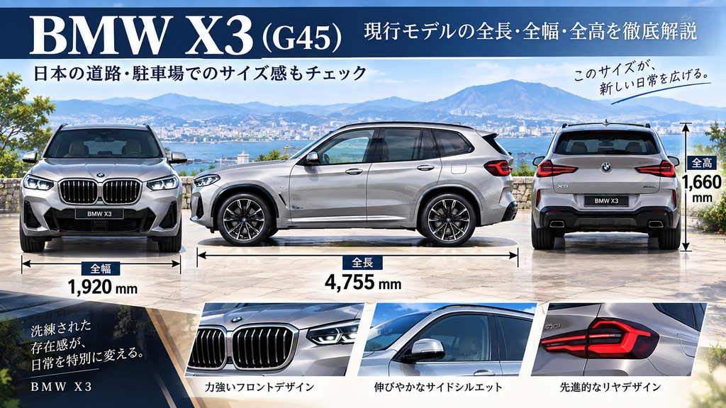現行BMW X3(G45)の全長・全幅・全高