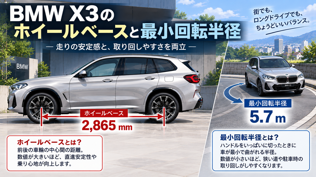 BMW X3のホイールベースと最小回転半径