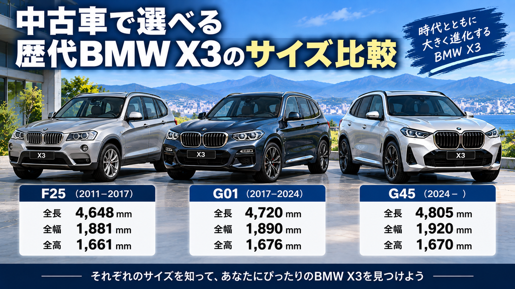 中古車で選べる歴代BMW X3のサイズ比較