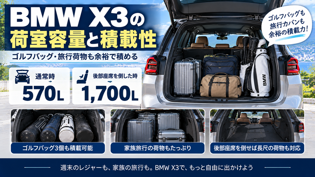 BMW X3の荷室容量とゴルフバッグ・旅行荷物の積載性