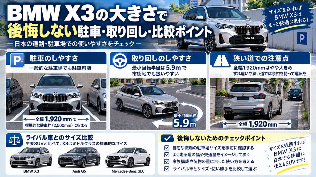 BMW X3の大きさで後悔しない駐車・取り回し・比較ポイント