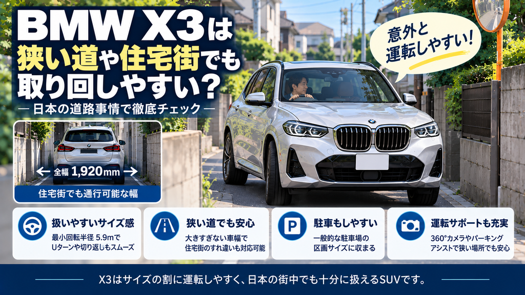 BMW X3は狭い道や住宅街でも取り回しやすい?