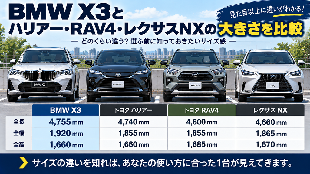 ハリアー・RAV4・レクサスNXと大きさを比較
