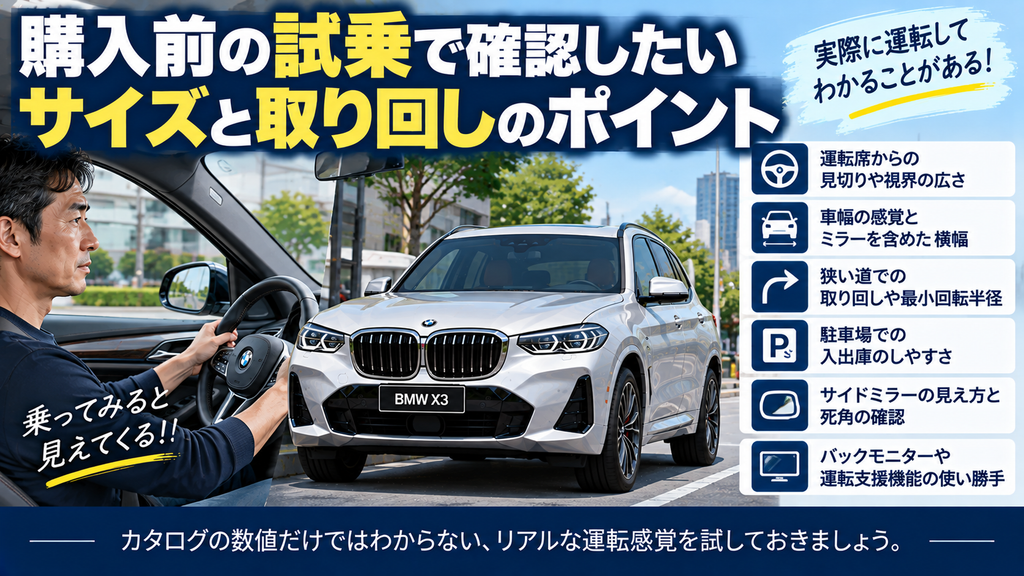 購入前の試乗で確認したいサイズと取り回しのポイント