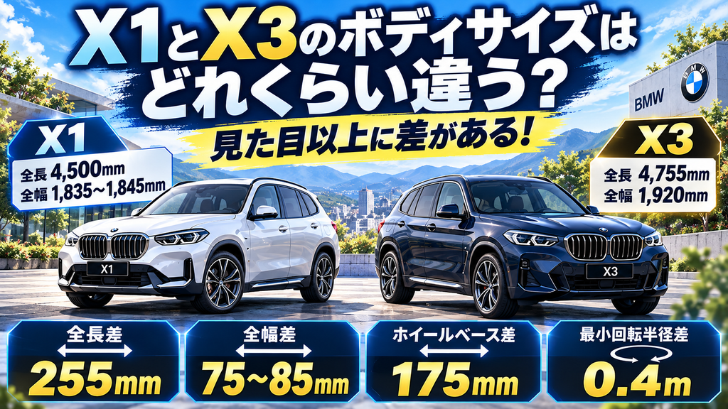 X1とX3のボディサイズはどれくらい違う?
